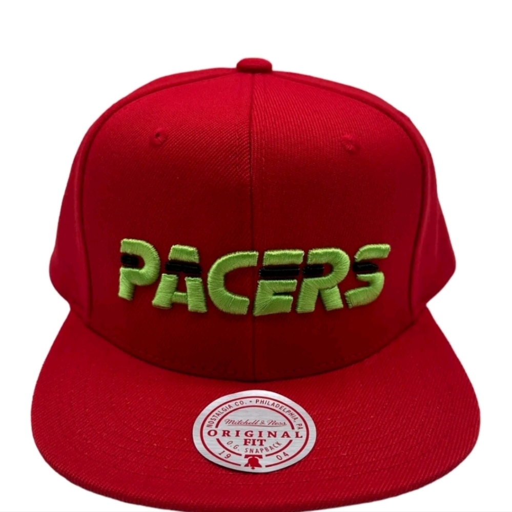 Mitchell & Ness Indiana Pacers NBA Reverse Grinch Snapback Hat Cap Red